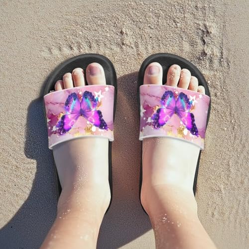 Image of Unisex Slides for Girls Boys Comfortable Slippers Slides Non-slip Shower Shoes House Fashion Thick for Indoor & Outdoor Gifts