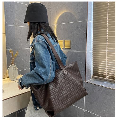Octwine Black Brown Oversize Leather Tote Women Weekender Bag Shopper Handbag Travel Large Shoulder Bag for Women3