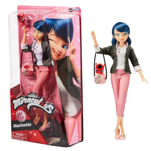 BANDAI - Miraculous Ladybug - Poupée Mannequin 26 cm - Marinette - Licence Officielle Miraculous - Poupée articulée Marinette - Jouet Enfant 4 Ans et + - P50005