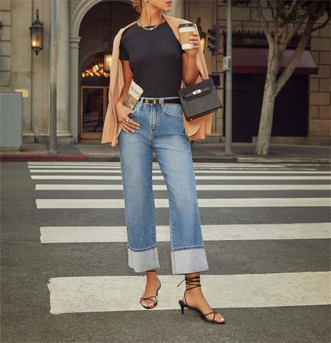 Women's Soft Stretchy Jeans, Jean Pants for Women, Womens Straight Jeans, Wide Legged Pants, High Rise Jeans for Women2