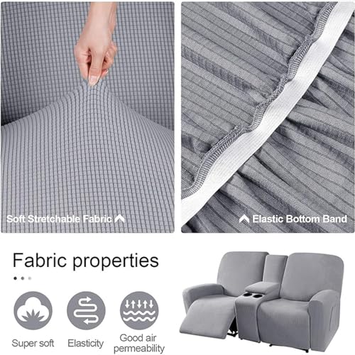 Funda de sillón reclinable elástica con consola central negra fundas sofá FBKPHSS 5