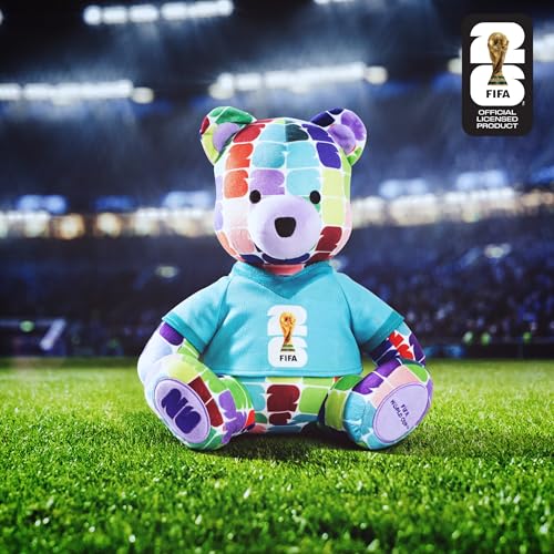 Image of Jazwares FIFA World Cup 2026 10-Inch Colorful Bear Plush - Official 2026 World Cup Collectible with FIFA Trophy Logo Tee - Ages 3+