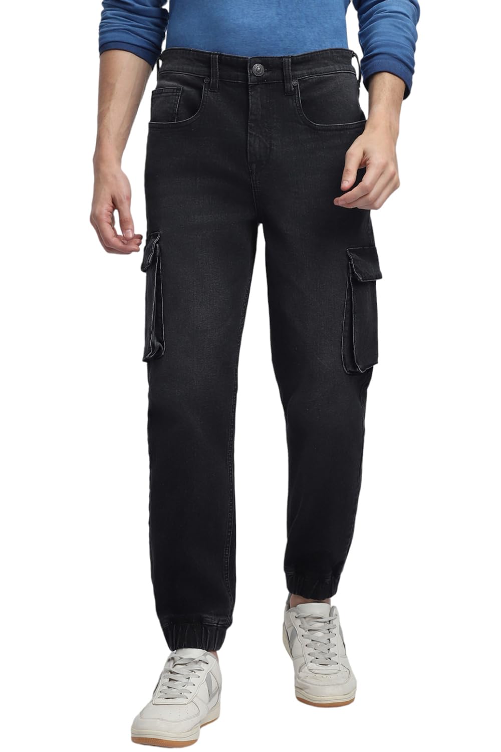Dennis Lingo Men Mid Rise Denim Joggers in blue