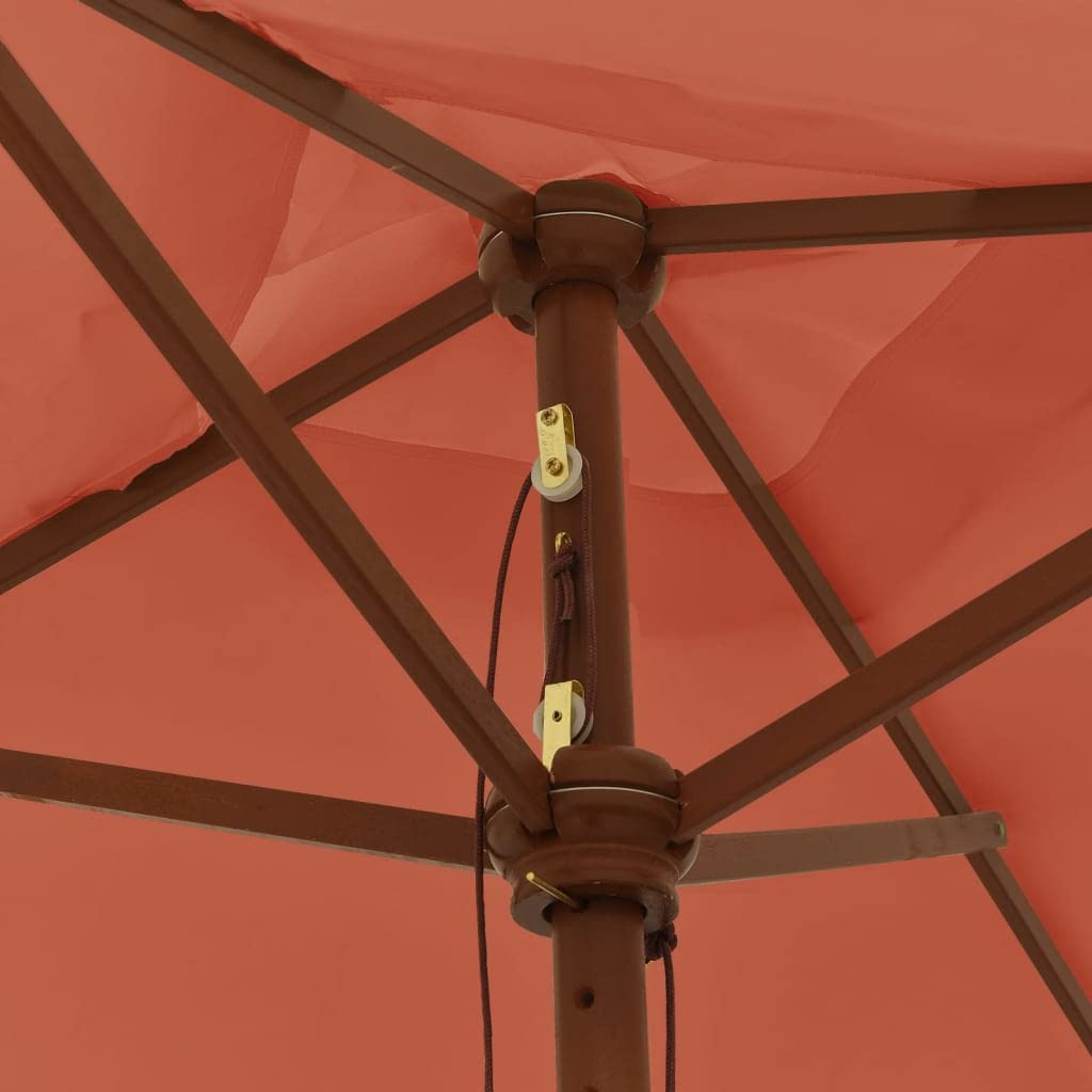 vidaXL Sombrilla de jardín con Poste de Madera Terracota 198x198x231cm