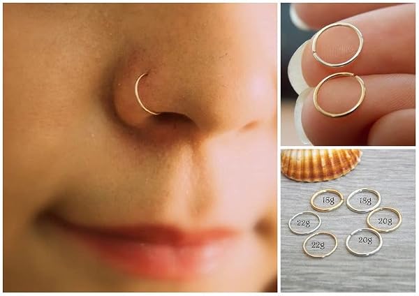 D.Bella 16G Nose Rings Surgical Steel Simple Half Hoop 12mm Big Nose Ring Tragus Cartilage Helix Rook Daith Conch Snug Earring Septum Eyebrow Lip Ear Body Piercing by D.Bella - Used condition - Image 4