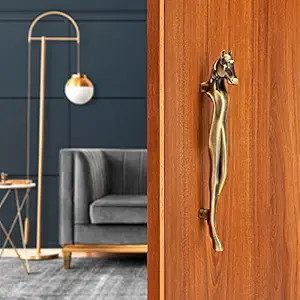 LAPO Aluminum Horse Shape Door Handles for Main Door | Main Door Handle | Wooden & Glass Door Handle | Door Handle (8 inches, Pack of 1, Antique Finish)