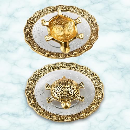 Estatua Tortuga Feng Shui sobre Plato de Vidrio miniatura 3