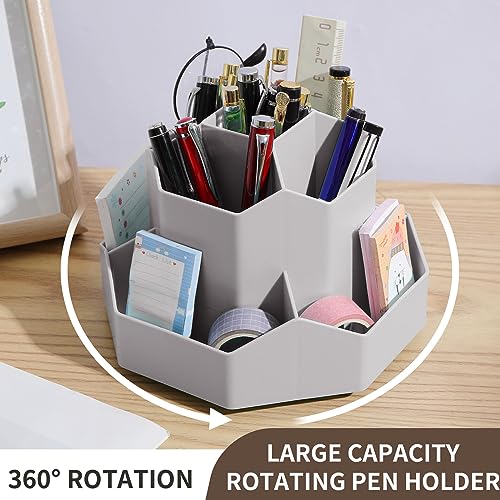 Image of INSTOME Desktop Organizer with Pencil Holders 360Rotating Pen Holder 9 Compartments
