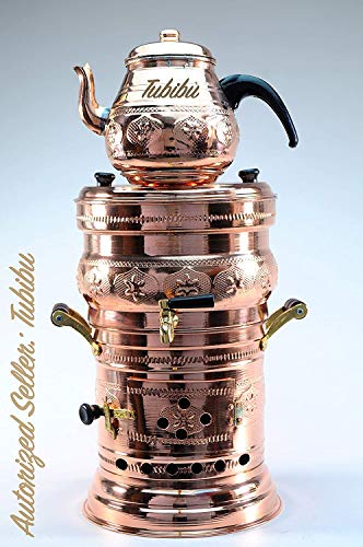 copper chimney pots - Tubibu Copper Samovar Tea Pot Set Charcoal Handmade Real Copper Samovar (Copper, Lage)