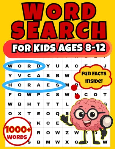 Word Search for Kids Ages 8–12: 100 Fun and Educational Puzzles with Cool Facts (Brainy Beast Brain Games)