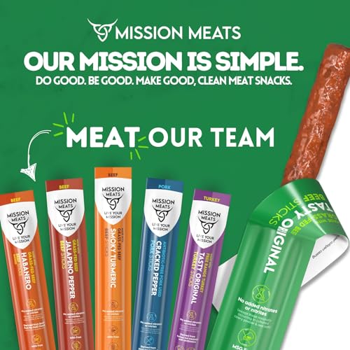image for EST. 2015 MISSION MEATS Mission Meats Beef Sticks – 100% Grass Fed &