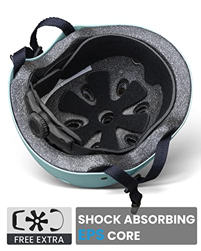 Outdoormaster Youth & Kids Bike Helmet - Adjustable Multi-Sports Skateboard Helmet With Removable Liners For Balance Bike, Toddler Scooter, One Wheel Hoverboard - Mint - M #TOP3