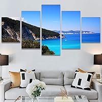 SIGNWIN 5 Panel Canvas Wall Art Coastal Scenery for Home Decorations Ready to Hang - 60