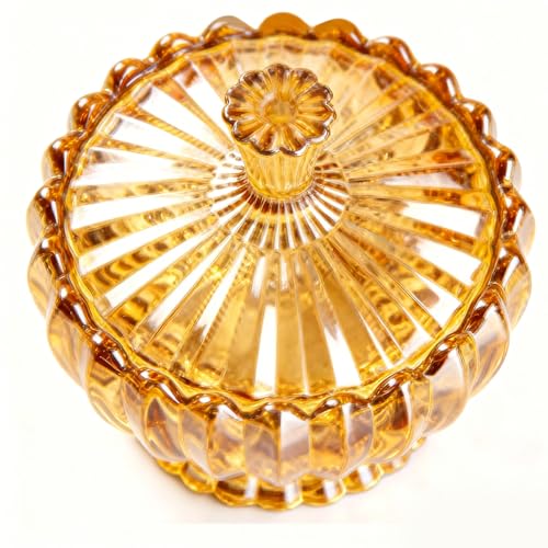 Tarro de Cristal único ámbar para Dulces, Almacenamiento Espacioso para Refrigerios, Galletas, Joyas para Eventos de Inauguración de la Casa, 5,91x5,91 Pulgadas (Tarro de caramelos corto con