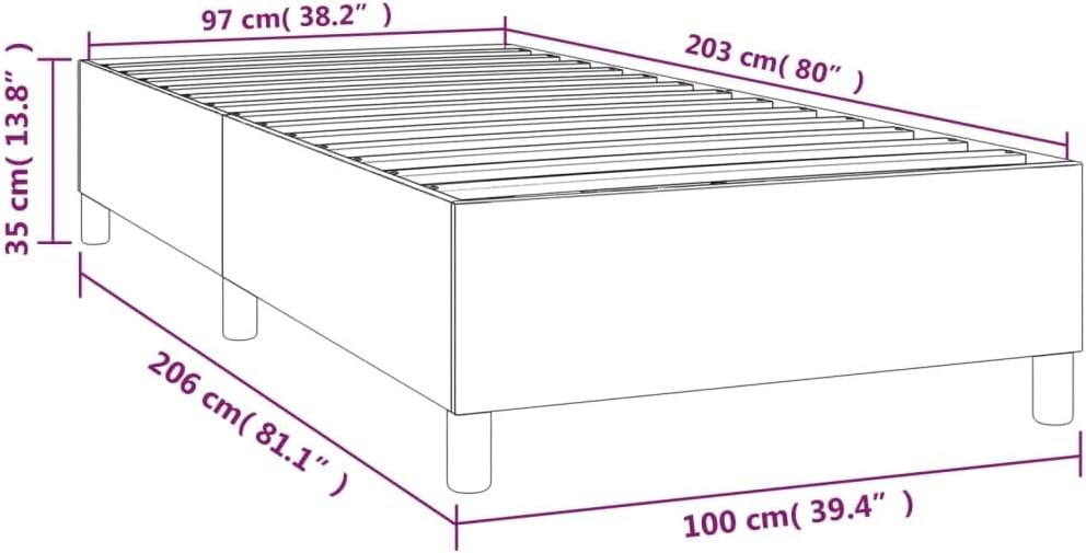 vidaXL Box Spring Bed Frame, Bedroom Furniture, Single Bed, Upholstered Platform Bed Frame, Mattress Foundation, Dark Gray 39.4"x79.9" Twin XL Velvet