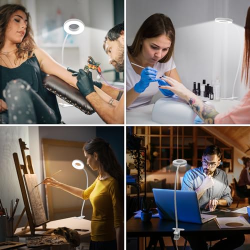 iZELL Reading Light, USB Clamp Lamp for Child Reading Book in Bed at Night, LED Small Desk Lamp with Silicone Adjustable Arm Clip on Beside Table for Studying Working Drafting Sewing - 15.8‘’ White by iZELL - Image 7