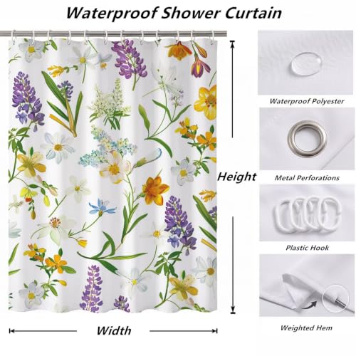 Rideau de douche fleur 180x220cm en polyester imperméable