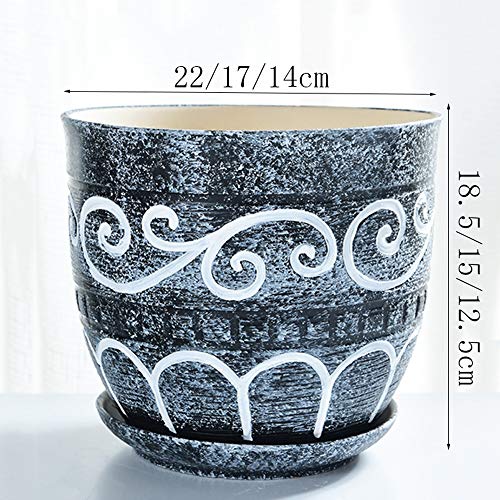 Pot de fleur en céramique d'exception grand format rétro avec coupelle