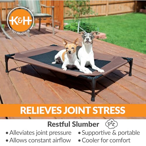 K&H Pet Products Original Pet Cot Elevated Dog Bed Chocolate/Black Mesh Medium 25 X 32 X 7 Inches - Image 2