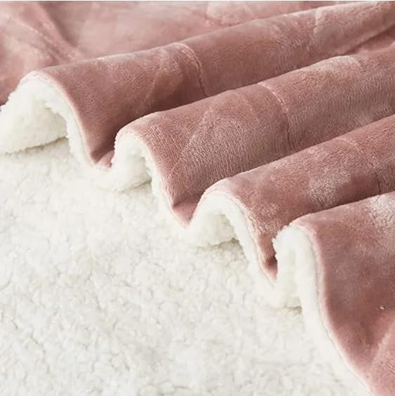 Image of Goyal's Ultra Soft Flannel Sherpa Blanket for AC Room, Mild & Heavy Winter Use | Single Bed Reversible Plush 500GSM Blanket 55 x 90 Inches | Thick Warm Cozy Dual Layer Microfibre Throw - Onion Pink