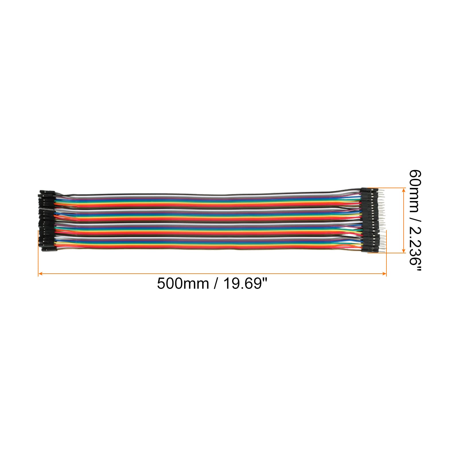 Steckbrücke-Draht 40-polig, 2,54mm Raster, 50cm – Stecker Auf Buchse, Für Experimente & PC-Mainboard, Abtrennbar