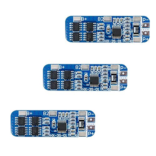 3S 12V 10A 18650 Lithium Battery Protection Board BMS Li-ion Charger Protection Module Anti-Overcharge/Over-Discharge/Over-Current/Short Circuit 3Pcs