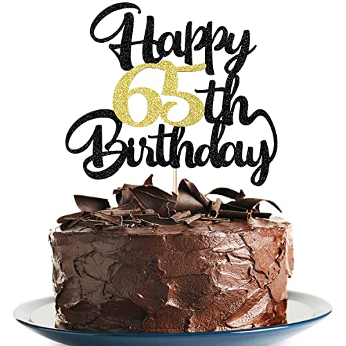 Image of Klionjor 65th Happy birthday cake topper party decoration gift plugin | Cheers to 65 Years,65 & Fabulous /Hello 65th Legend since Awesome since1876 Straight Outta Party Decoration Gift Plugin