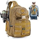 PLUSINNO Fishing Backpack Tackle Bag, Water-Resistant Backpack with Rod Holder, Ideal Gifts for Men