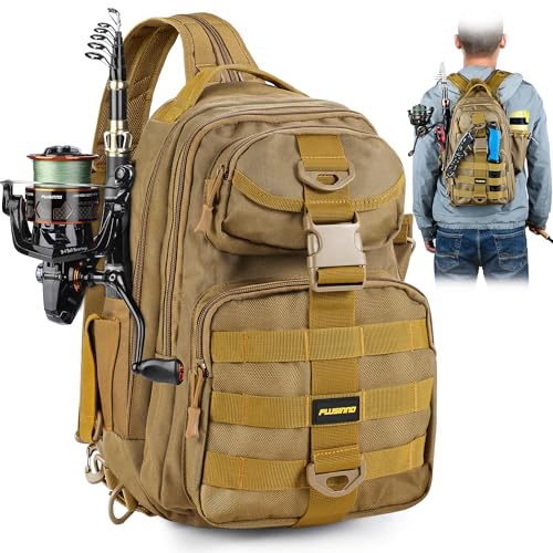 Image of PLUSINNO Fishing Backpack Tackle Bag, Water-Resistant Backpack with Rod Holder, Ideal Gifts for Men
