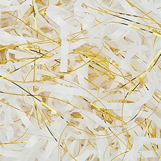 Anjing 1000G Shredded Tissue Paper for Halloween Christmas Birthday Gift Box, Filling Hampers, Basket Packaging Soft CreamYellow