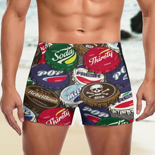 Boxer de bain motif capsule de bière avec cordon de serrage robuste