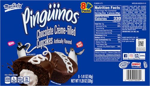 Marinela Pingüinos Chocolate Crème Filled Cupcakes 1 pack (8 count)