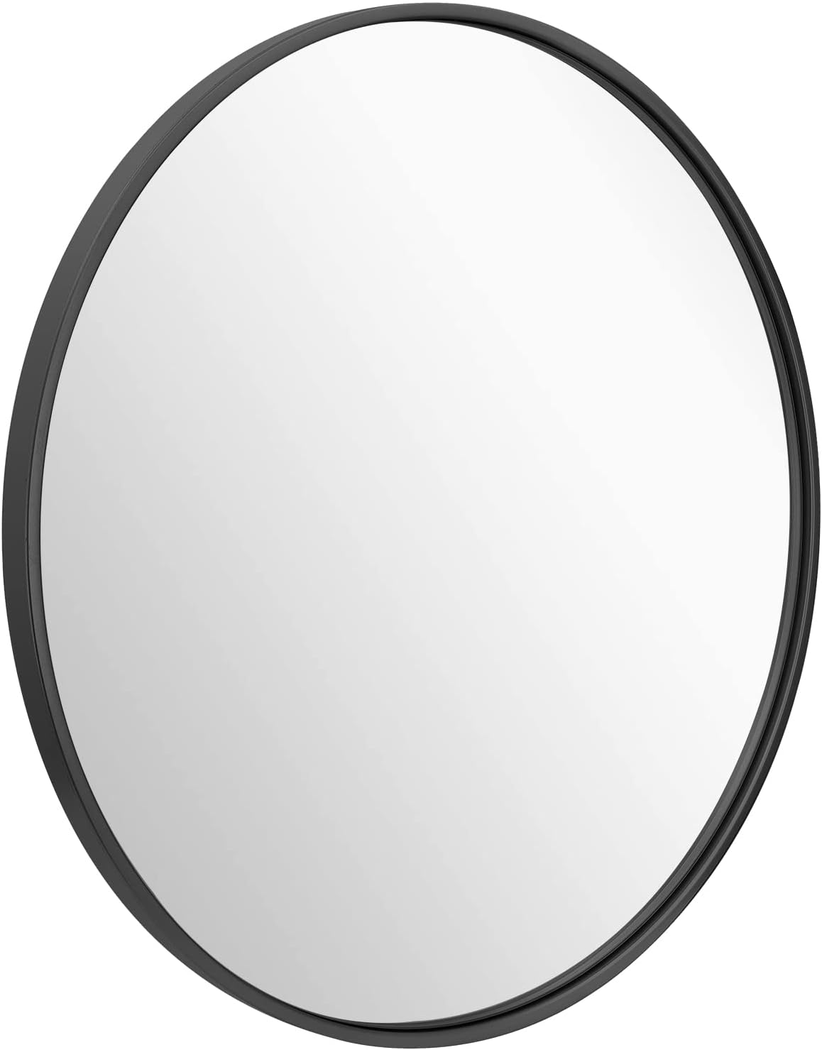 IPOUF Round Mirror, 36 inch Black Wall Mounted Metal Frame Mirror for Bathroom, Entryway, Living Room, Vanity
