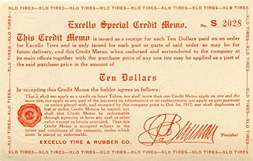 $10 Credit Note for Exello Tire and Rubber Co. - Americana