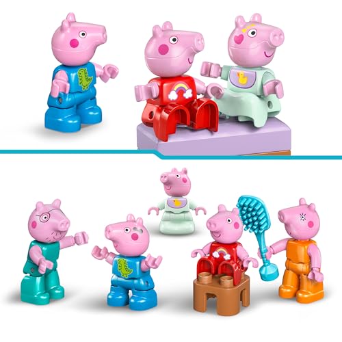 Image of LEGO DUPLO Peppa Pig Family House Building Kit with Full Family of 5 Peppa Pig Figures - 10467