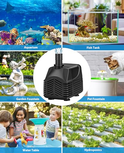 Wasserpumpe Klein Tauchpumpe 25W 1500L/H Pumpe mit 2,5m Kabel, 1,5m Schlauch und 2 Düsen für Aquarien, Gärten, Brunnen, Teich