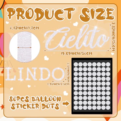 Image of VitalCozy Cielito Lindo Sign for Backdrop Felt Cielito Lindo Sign for Balloon Arch Baby Shower Birthday Party Mexican Talavera Wedding Party Decor for Backdrop Balloon Arch Decor(White,Glitter)