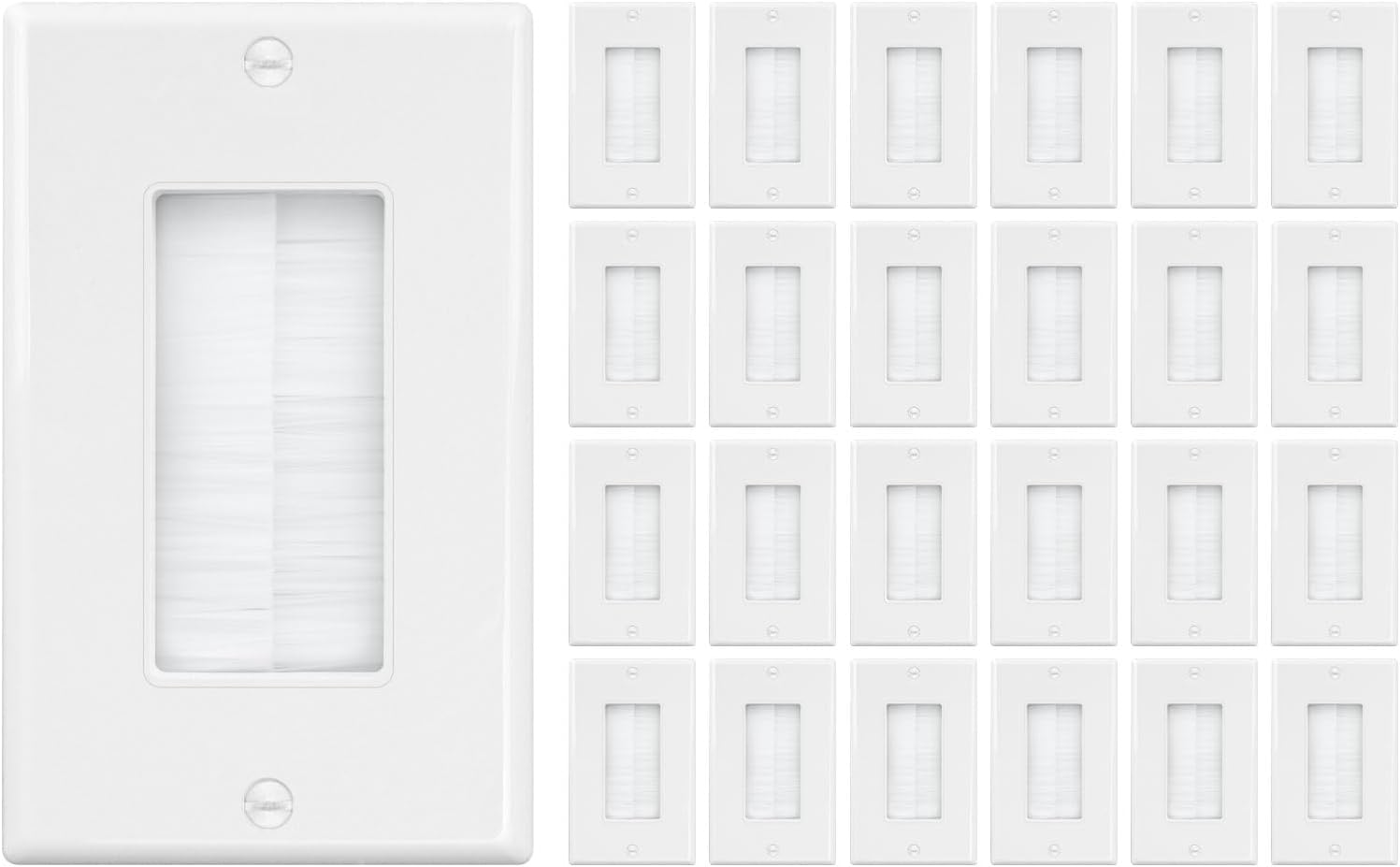 iwillink Brush Wall Plate (20 Pack), Cable Pass Through Insert for Wires, Single Gang Cable Access Strap, Wall Socket for HDTV, Home Theater Systems