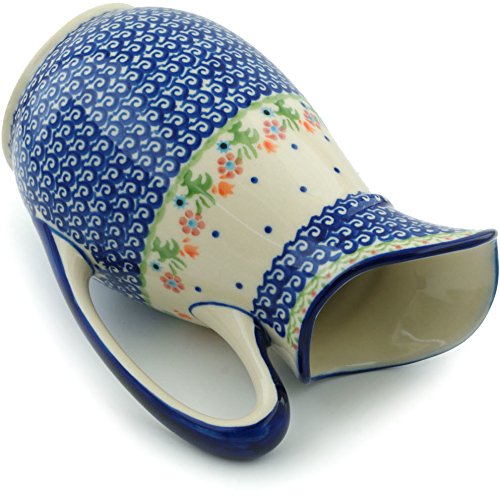 Polish Pottery Pitcher 54 Oz Spring Flowers #TOP2