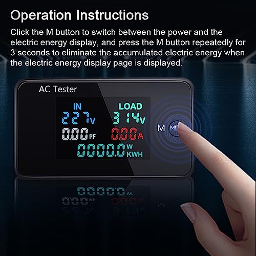 Moniss Testador digital de tensão dupla AC 0-500V Voltímetro 0-100A Amperímetro Medidor de teste de