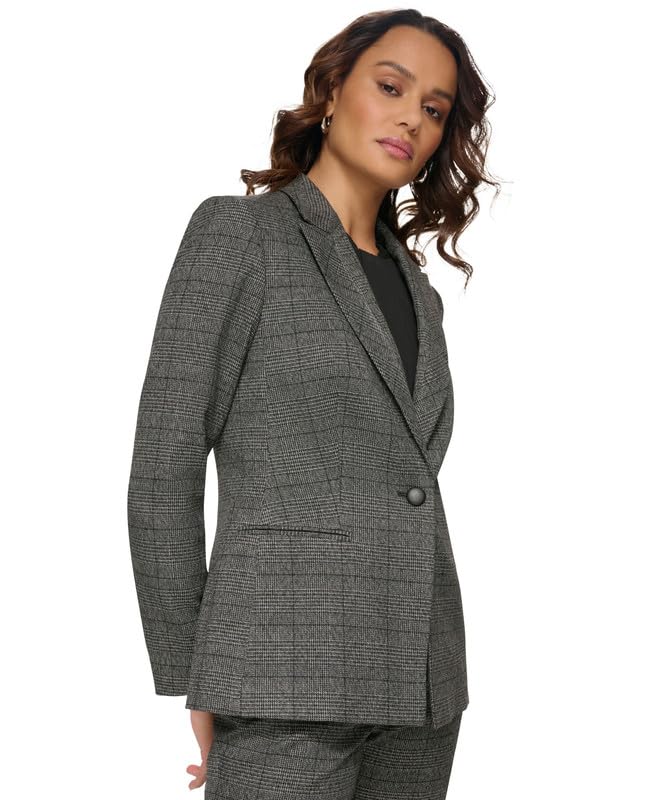 Calvin Klein Women's Menswear-Inspired One-Button Blazer (Charcoal, 4)3