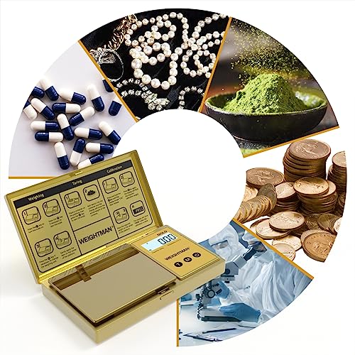 Weightman Digital Scale Gram, 200G/0.01G Pocket Scale Gold Titanium Plating, Lcd Backlit Display, Mini Jewelry Scale With 6 Units, Auto Off, Tare Function For Food, Herb, Coins, Battery Included #TOP5