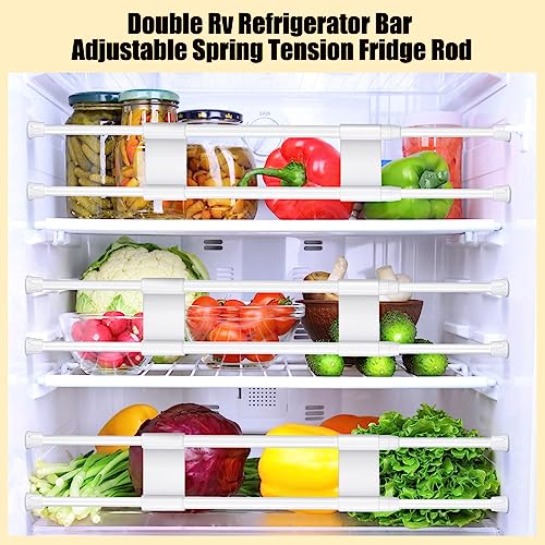 Sintuff 8 Sets Double Rv Refrigerator Bar 2 Sizes Adjustable Spring Tension Fridge Rod Rv Accessories For Inside Kitchen Fridge Bars For Holding Food Drinks In Place, 9.8-17.7'', 15.8-27.6'' #TOP3