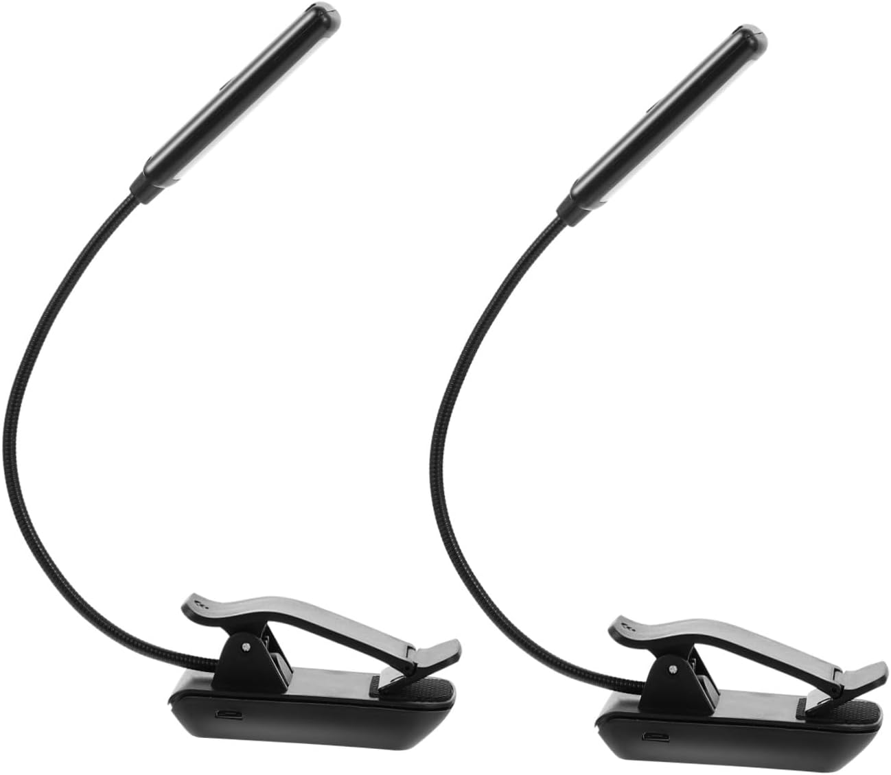 Ciieeo LED Reading Clip Lamp, Rechargeable Music Score Book Light Black Clip, Eye Protection Table Lamp for Bedside and Night Reading, 2pcs Set