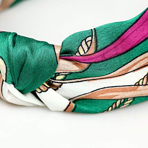 Image of DRESHOW 4 Pack Boho Fashion Turban Headbands for Women Girls Flower Printed Plastic Head Band Vintage Cross Hair Accessories