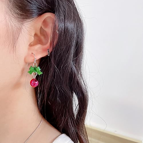 Ribbon Bowknot Cute Festive Red Green Ball Ornament Dangle Drop Earrings for Women Teen Girls Fish Hook Dangling Hypoallergenic Christmas Festival Party Jewelry Gifts for Bff Daughter Thanksgiving - Image 5