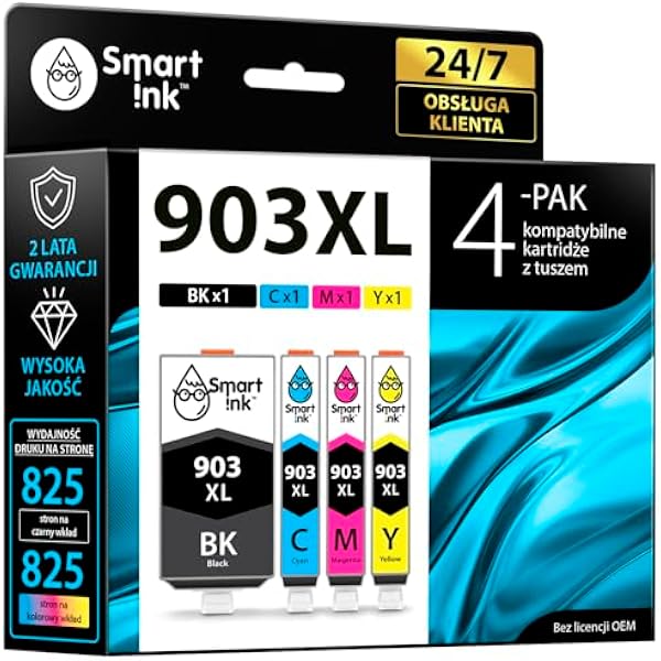 Smart Ink Kompatybilne Tusz Zamiennik do HP 903XL 903 XL (czteropak) z Zaawansowaną Technologią Chipu do użytku z Officejet 6950 Officejet Pro 6960 6970