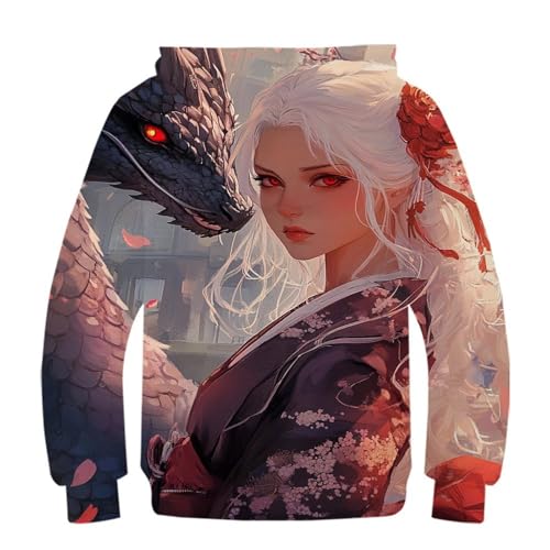 Sweat à Capuche Enfant 8-10 Ans imprimé Dragon 3D