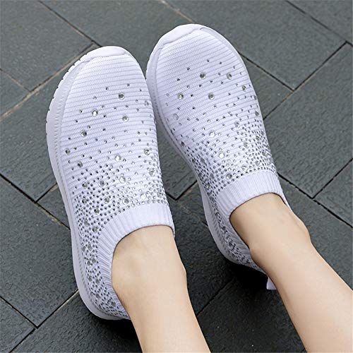 Image of GOSPT Women's Mesh Sport Shoes Rhinestone Glitter Slip On Ballroom Jazz Latin Dance Sock Sneakers