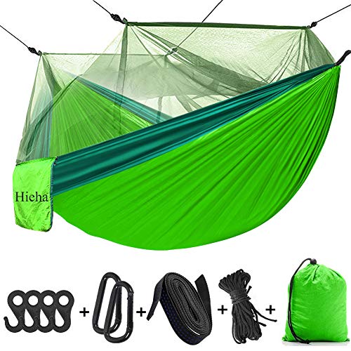 Hieha Camping Hammock with Mosquito Net, Portable Double/Single Hammock w/Bug Insect Netting, Tree